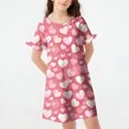 thumbnail image 2 of Abtuhar Girls 3 to 12 Years Summer Short Sleeve Round Neck All Over Print Loose Night Dress for Indoor Rest, 2 of 4