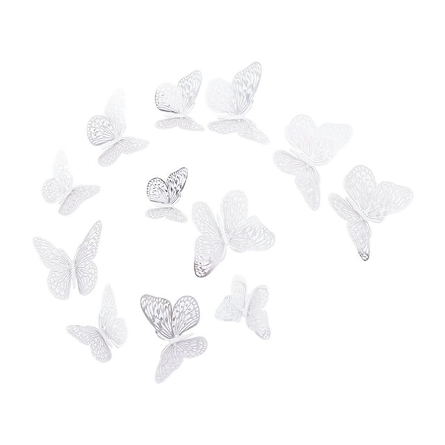 Yeacher 12Pcs Wall Stickers Hollow Out Butterfly Shape Wall Decal 3D Cut-out Sticker Refrigerator Stickers for DIY Art Decoration Removable Sticker