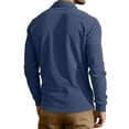 thumbnail image 3 of Domuza Corduroy Polo Shirts Men Retro Textured Button Up Long Sleeve T Shirt with Pocket Fall Lightweight Relaxed Fit Collared Blouse Dark Blue M, 3 of 3