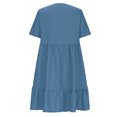 thumbnail image 4 of Casual Dresses for Women Summer 2025 Trendy Short Sleeve V Neck A Line Pleated Ruffle Flowy Loose Midi Beach Dress, 4 of 8