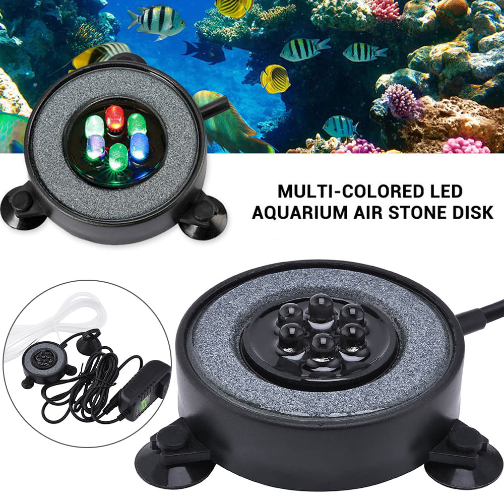 Rosnek Multi Color Aquarium Air Stone Disk Waterproof Air Bubble Light Color Auto Changing LED Fish Tank Bubbler Lamp - Walmart.com