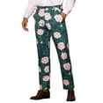 thumbnail image 4 of INSPIRE CHIC  Men's Floral Dressy Pants Flat Front Party Prom Flower Printed Slacks 30 Green Pink, 4 of 5