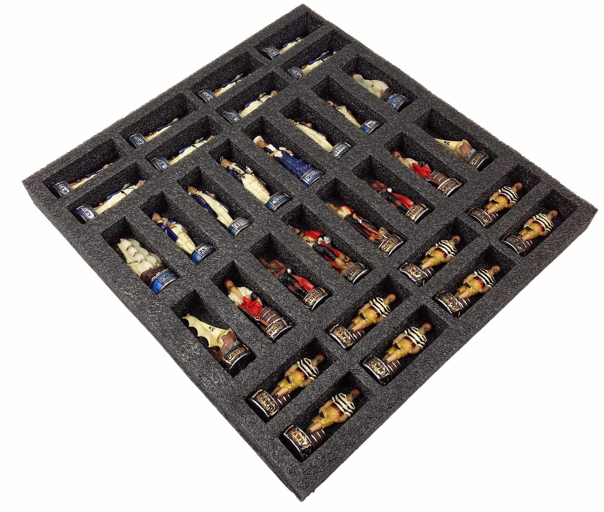 Pirates Vs Royal Navy Pirate Chess Set W 18" Maple  Walnut Color Board