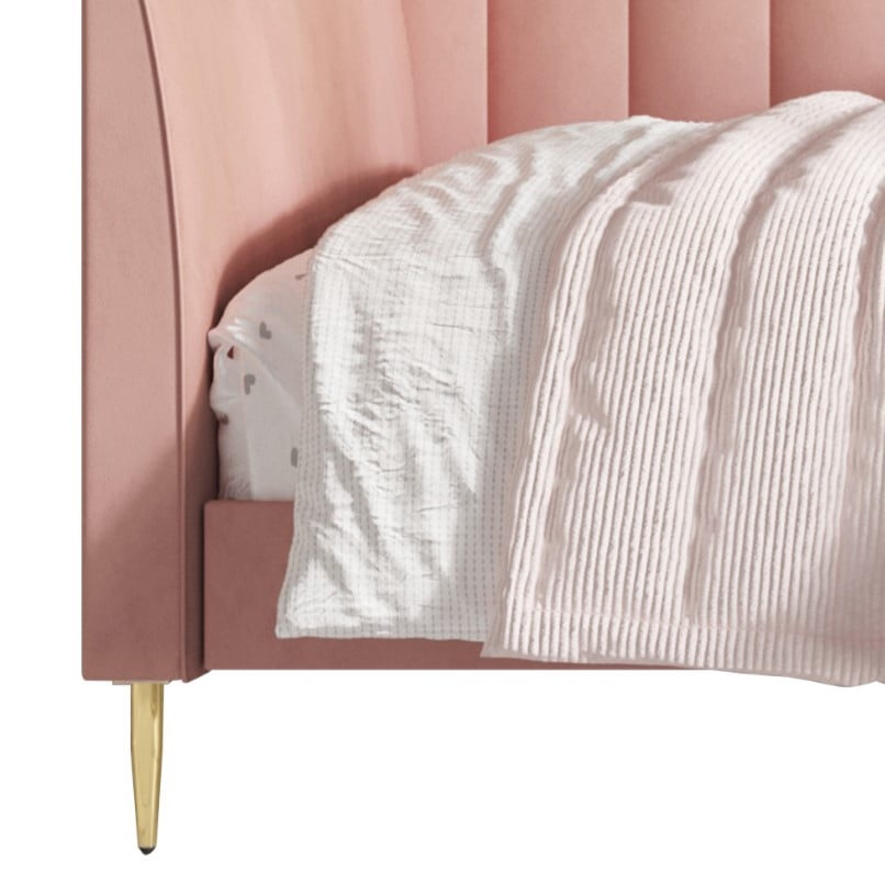 Home Design Delano Twin Upholstered Daybed, Vertical-Channel Tufted Daybed for Adult, Pink, Easy Assembly