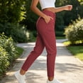 thumbnail image 4 of Lenpel Womens Casual Cropped Pants Fall Tapered High Waisted Comfy Ankle Trousers Plain Straight Leg Work Pants with Pockets(Wine,Medium), 4 of 6