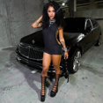thumbnail image 4 of Black Studded Side Detail Bodycon Sleeveless Mini Dress, 4 of 26