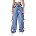 thumbnail image 2 of Girls Flowy Denim Wide Leg Pants With Snowflake Wash And Bow Detail For Kids (Girls Pants), 2 of 4