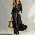 thumbnail image 5 of Ovbmpzd Vaction Beach To City Summer Dress for Women Maxi Black Plus Size Shift Dress 3/4 Sleeve Loose Casual Dresses,M, 5 of 6
