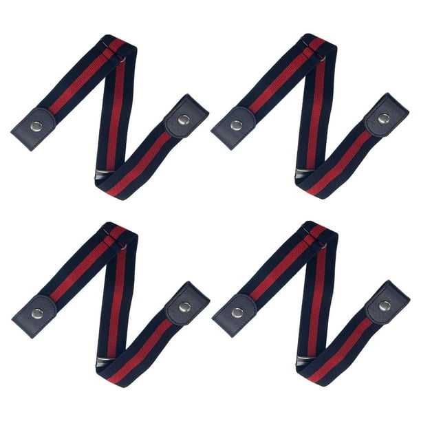 Cinturón elástico para jeans, sin hebillas, ajustable para hombres y mujeres. Rayas negras rojas