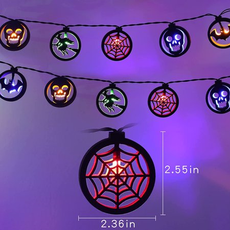 

Halloween Decorations 10ft 20 LEDs Wooden String Lights with 4 Patterns Battery Operated Halloween Lights Decor