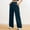 Dark Blue, variant on Womens Wide Leg Pants Casual Flowy Yoga Trouser Ladies Elastic High Waisted Loose Fitting Loungewear Sports Pant Comfy with Pockets Cropped Pants for Women Black L