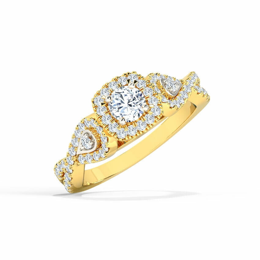 HeartsAndYou 2.4ct Engagement Ring for Women Round Cut Moissanite Split Shank Halo 18k Yellow Gold over Silver