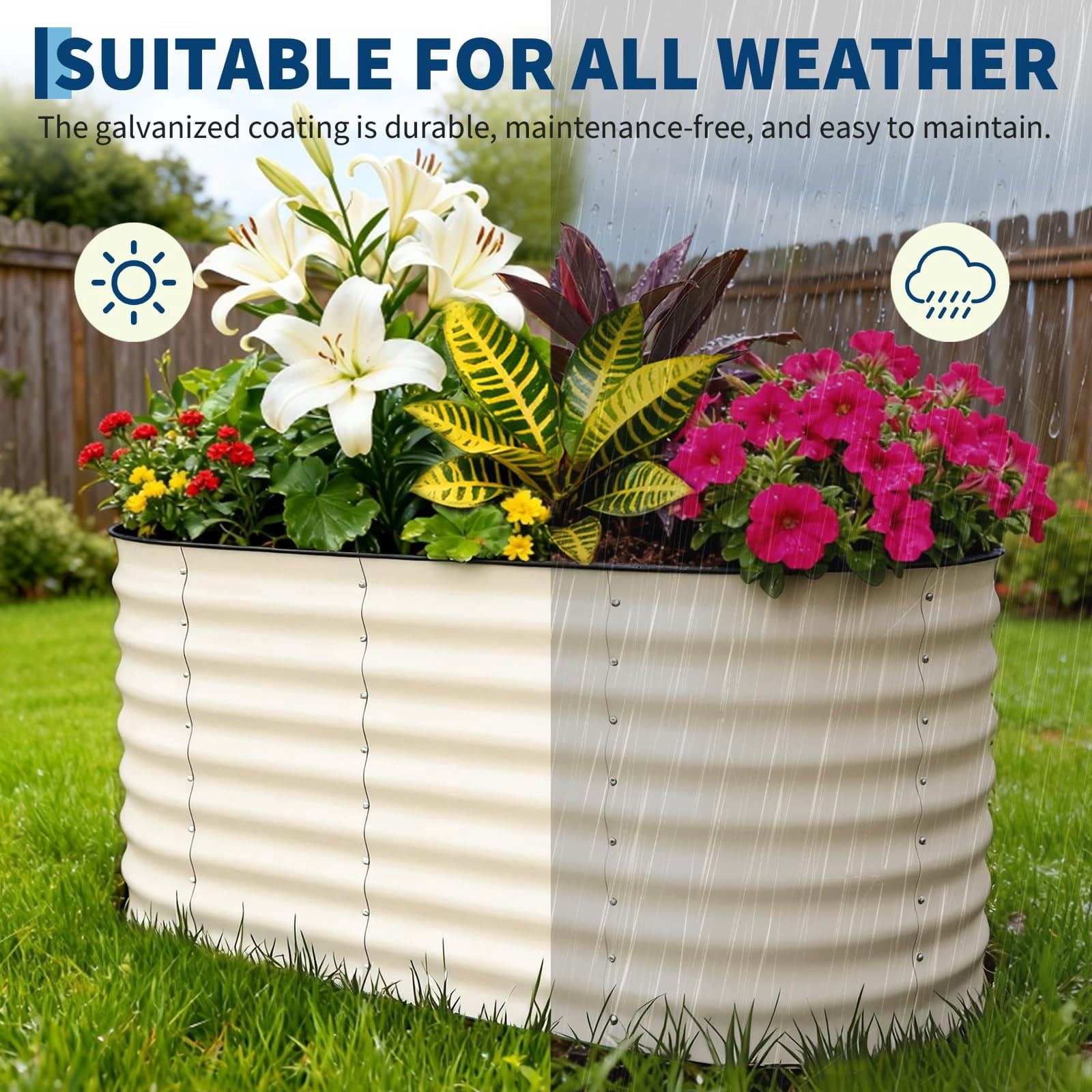 CazToi 2-Pack 4x2x2 ft Galvanized Steel Raised Garden Bed Rust-Proof Deep Root Planter Box