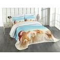 thumbnail image 3 of Ambesonne Santa Quilted Bedspread Set 3 Pcs, Starfish Exotic Beach, King Size, Pale Blue Sand Brown Red, 3 of 5