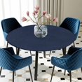 thumbnail image 5 of Elastic Fitted Round Tablecloth, Solid Dark Blue Waterproof Stretch Table Cover for 36"-44" Tables, Minimalism Abstract Denim Texture Washable Outdoor Tablecloths for Patio, Picnic, Camping, 5 of 9