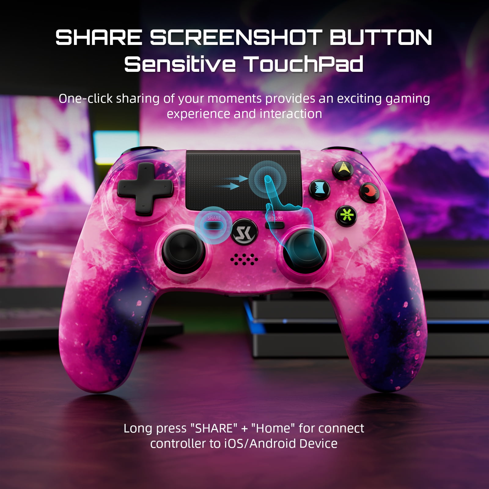 CHENGDAO Wireless Controller for Playstation 4, Double Vibration 