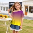 thumbnail image 5 of Fengqque off the Shoulder Girl's Shirts Short Sleeve Tops Gradient Color Loose Fit Summer Blouses Yellow 11-12 Years, 5 of 9