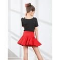 thumbnail image 4 of Girls Latin Dance Skirt with Built - in Shorts, Red Flared Hem Skirt for Dance Practice & Performance, 4 of 7