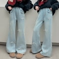 thumbnail image 2 of LRen Girls Wide Leg Jeans Casual Baggy Pants for Girl Cute Soild Straight Pant Y2k Trousers Fall Winter Streetwear,13-14 Years, 2 of 8