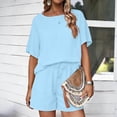 thumbnail image 5 of Zynoxe Two Piece Sets for Women Trendy Claasic Crew Neck Short Sleeve Top Drawstring Waist Shorts Suit Comfy Breathable Cotton Summer Sets Casual Loose Solid Color Vacation Outfits S, 5 of 8
