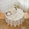 thumbnail image 4 of Round Vinyl Tablecloth, 60 Inch Waterproof Vinyl Tablecloths with Flannel Backing for Round Tables, Wipeable Spillproof Plastic Tablecloth Table Cover for Dining, Camping, 4 of 6