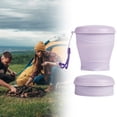 thumbnail image 2 of Collapsible Silicone Cup - Food Grade Folding Water Cup with Stainless Rim and Lid - Portable Reusable Travel Cup for Camping Hiking Gym Office Business Trip - Purple, 2 of 8