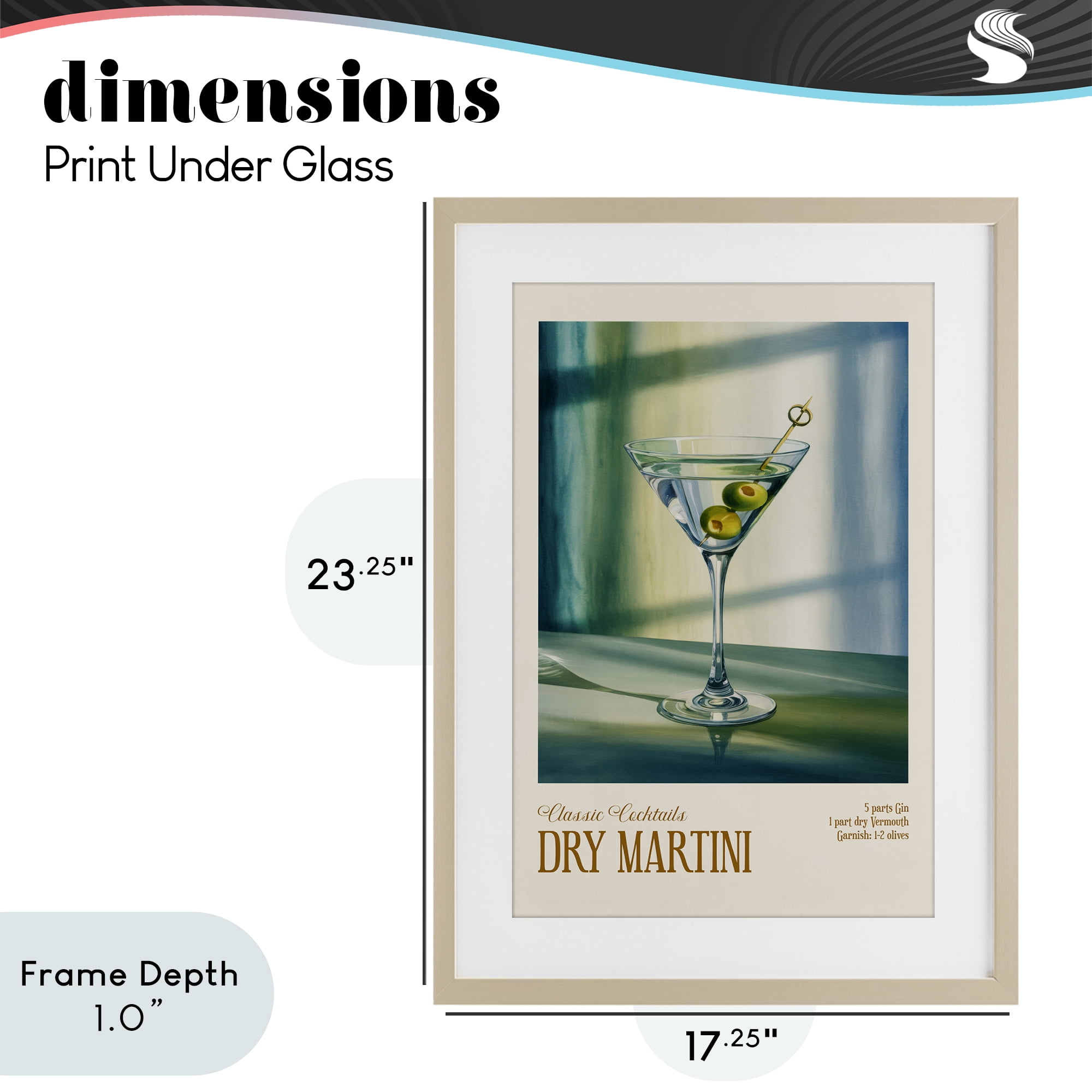 Stupell Industries Dry Martini on Surface Birch Framed Print Under Glass, design by Andreas Magnusson
