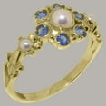 thumbnail image 5 of LBG British Made 9k Yellow Gold Cultured Pearl & Sapphire Womens Statement Ring - 33 size options - Size 10.5, 5 of 7