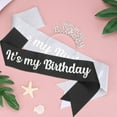 thumbnail image 4 of It's My Birthday Sash with Headband for Women Party Crown Decor Black Gold, 4 of 6