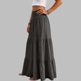 thumbnail image 5 of Yungyresw Women's Casual Maxi Skirt Elastic Waist Loose Flowy Tiered Skirts Boho Style Comfortable Solid A Line Skirt For Women Black S, 5 of 5
