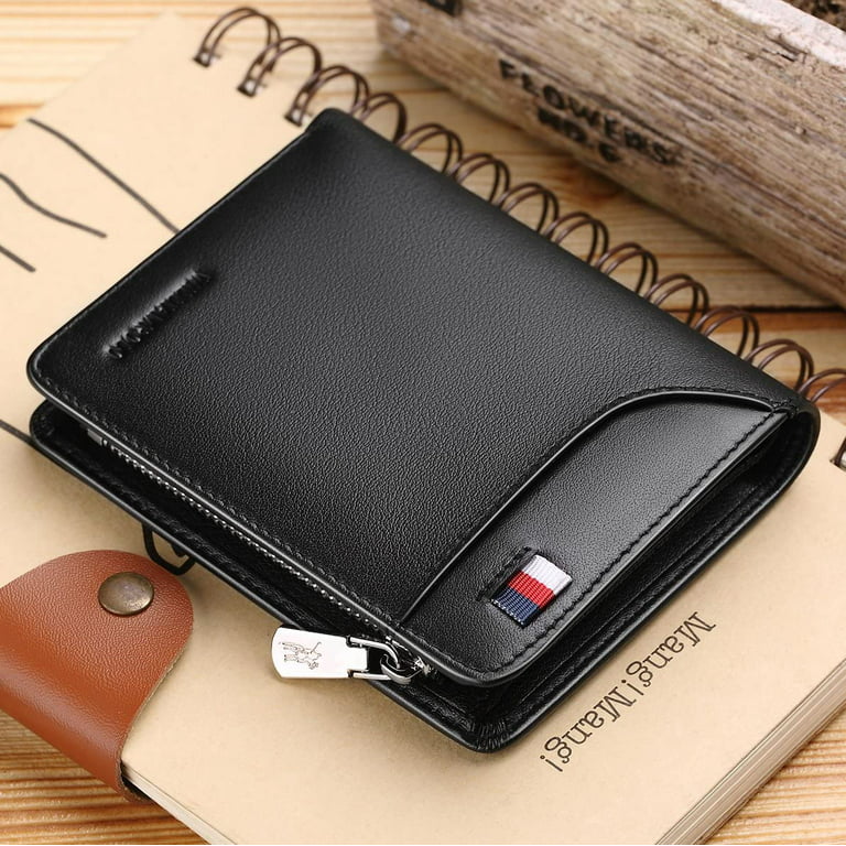 Genuine Leather Men Short Wallet Brand Luxury Designer RFID Blocking Card  Wallets Bifold Male Zipper Coin Purse for Man Quality