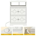 thumbnail image 6 of May in Color Large Nightstand with 2 Drawers, Modern Side Table with Charging Station and Diamond Carvings, Accent End Table for Living Room, Bedroom, Entryway, White, Set of 2, 6 of 10