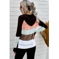 thumbnail image 2 of POGLIP Sweat à Capuche en Tricot Ajouré Colorblock Marron Zippé pour Femmes, 2 of 6