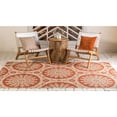 thumbnail image 5 of Unique Loom Medallion Indoor/Outdoor Botanical Rug Terracotta/Beige 7' 1" x 10' Rectangle Geometric Traditional Perfect For Patio Deck Garage Entryway, 5 of 6