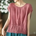 thumbnail image 5 of Lzobxe Going Out Tops for Women Summer Loose Small Flying Sleeves Chiffon Curling Short-Sleeved Round Neck Tops,Sizes M-3XL, 5 of 7