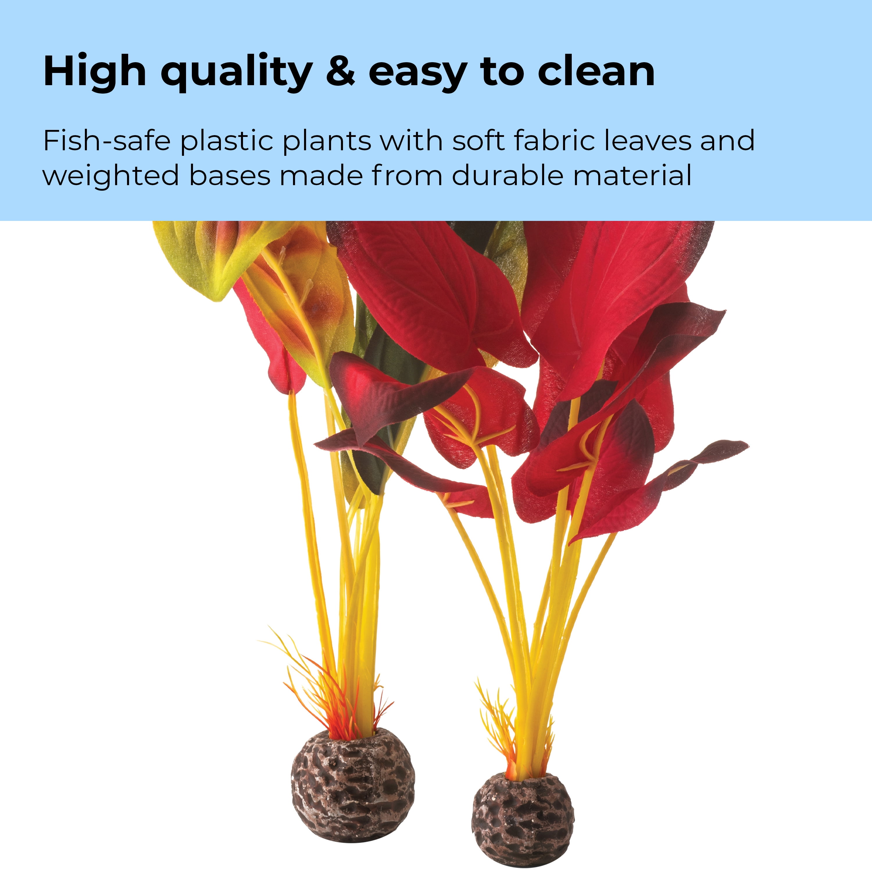 biOrb Large Green & Red Silk Plant Set - Aquarium Plant Decoration