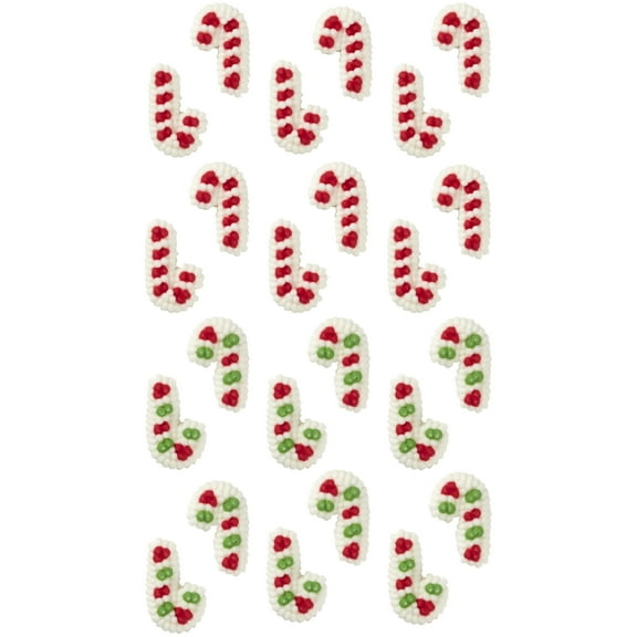 Wilton Mini Candy Cane Edible Cupcake Toppers, red, green