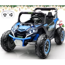 24V Kids Ride On Car UTV,Remote Control Ride on Toys  Electric Car for for Ages 3-8,LED Lights, Spring Suspension, 3 Speeds, Music, Blue