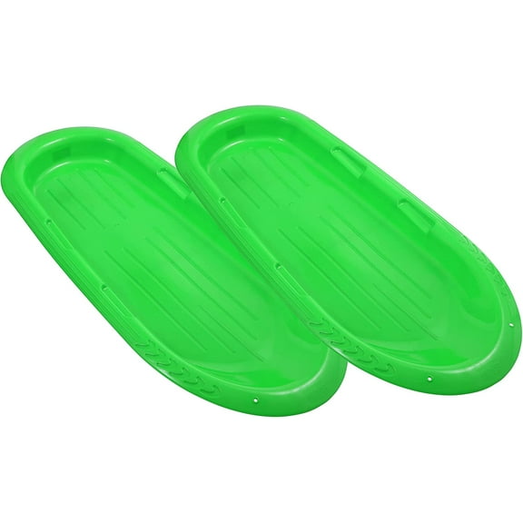 Superio Pack of 2 Toboggan Snow Sleds for Kids and Adults, 48" Heavy Duty Plastic Sliders for 2 Riders with Handles and Holes for Pull Ropes- (Ropes Excluded)