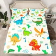 thumbnail image 2 of jejeloiu Colorful Dino Queen Sheet Sets,Jungle Dinosaur Flat Sheet,Wild Animals Queen Fitted Sheet For Boys Girl,Microfiber Bedroom Decor,4 Pieces, 2 of 7