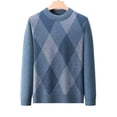 thumbnail image 5 of QSAWXQZ Men's Crewneck Sweater Long Sleeve Argyle Jacquard Pullover Knit Top XL, 5 of 8