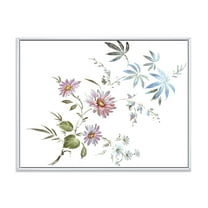 Designart 'Pink and Blue Wildflowers I' Traditional Framed Canvas Wall Art Print