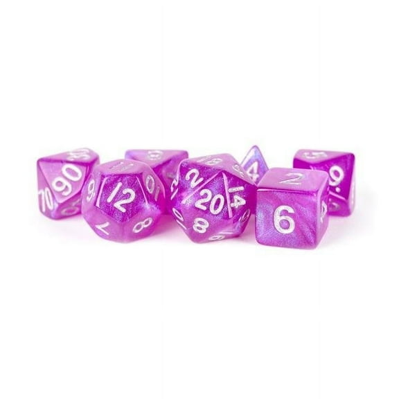 Metallic Dice Games LIC179 Poly Stardust Dice Set, Purple & Silver - Set of 7
