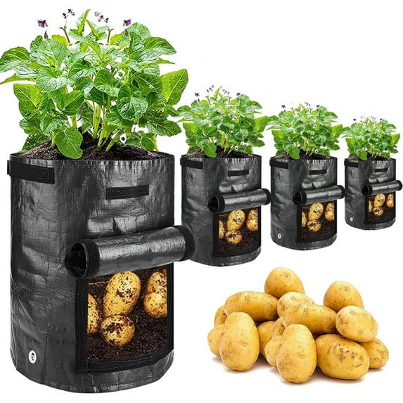 4-Pack 10 Gallon,Vegetable/Flower/Plant Grow Bags, Aeration Fabric Pots with Handles