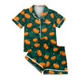 thumbnail image 5 of WTOBBY Women's Casual Halloween Pajama Set Loose Fit Short Sleeve Top with Elastic Waist Shorts Printed Two-Piece Sleepwear Home Lounge Wear Outfit,Army Green L, 5 of 6
