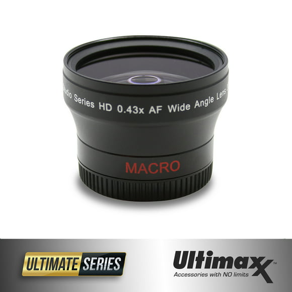 Ultimaxx Wide Angle Camera Lens with Macro for Canon, Nikon, and Sony Camera, 55mm 0.43x Magnification
