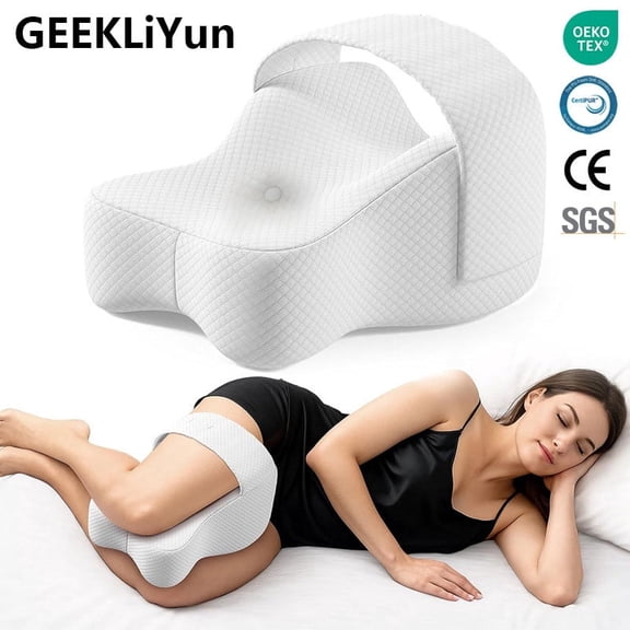 GEEKLiYun Knee Pillow for Side Sleepers, Comfortable Memory Foam Leg Pillow for Side Sleeping, Adjustable Strap, Pillow Sleeping Between Legs Aligns Spine, Relief for Sciatica, Back, HIPS, Knees