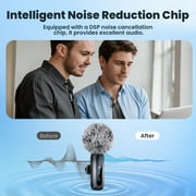Microphone Compatible for iPhone/iPad/Android, Wireless Lavalier Microphone with Noise Reduction, Lapel Mic for Video Recording, Lav Mic Content Creator Interview for Vlog, 12H, 65ft
