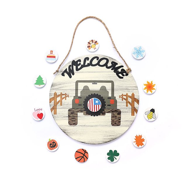 Toystoory Tablero para colgar en la puerta, placa de puerta de temporada de doble cara, letrero de bienvenida, colgante decorativo hecho a mano Kits de decoración para fiestas Tipo 2 Toystoory HA070491-02B