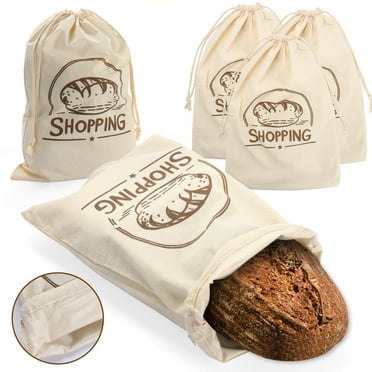 3 Pack Bread Bags for Homemade Bread - Plastic Lined - Reusable Linen Bread Bag with Plastic Liner For Sourdough & Bread Storage - 20" x 14"